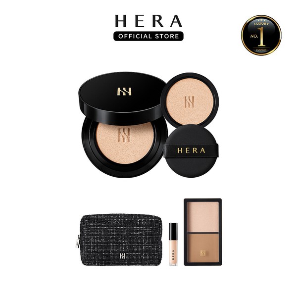 Hera [Planning] Black cushion (main product 15g + refill 15g) + tweed square pouch, 25N1