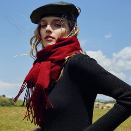 LumiSyne Winter Premium Cashmere Scarf For Women Classic Solid Color Wool Scarf With Tassel Soft Long Pashmina Scarves Warm Shawl Wrap