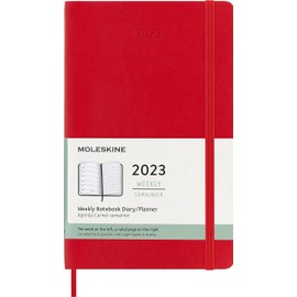 Moleskine Weekly Planner 2023, 12-Month Weekly Diary, Weekly Planner and Notebook, Soft Cover, Large Size 13 x 21 cm, Colour Scarlet Red