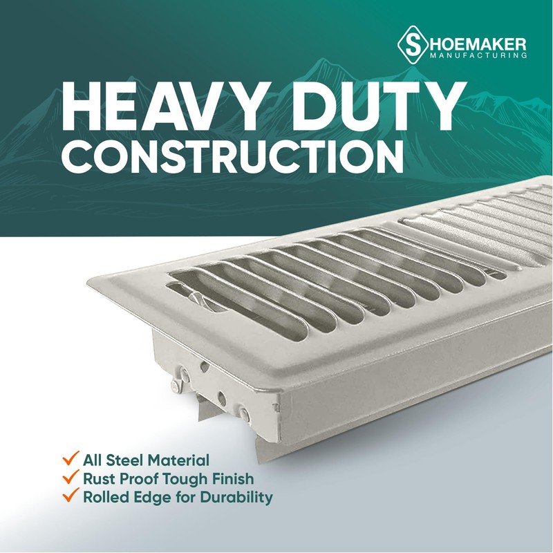 Shoemaker 4x10 Floor Register – Khaki Light Heavy Duty Metal