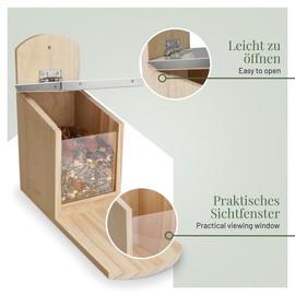 WILDLIFE HOME Squirrel Feeder with Metal Roof, Feeding Station Made of Screwed Solid Wood, Weatherproof and Untreated, Squirrel House for Squirrel Food