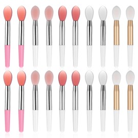 Guduling 20 pcs Silicone Lip Applicator,Lip Balm Applicator with Transparent Handles,Reusable Silicone Lips Brush,Beauty Tool Kits for Lipstick Gloss Balm Eyeshadow Lips Scrub Applicators