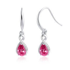 Infinity Birthstone Earrings 925 Sterling Silver Teardrop Infinity Drop Dangle Earrings Birthstone Jewelry Birthday Christmas Gifts for Women Her Mother Wife (07-Ruby-Jul.)