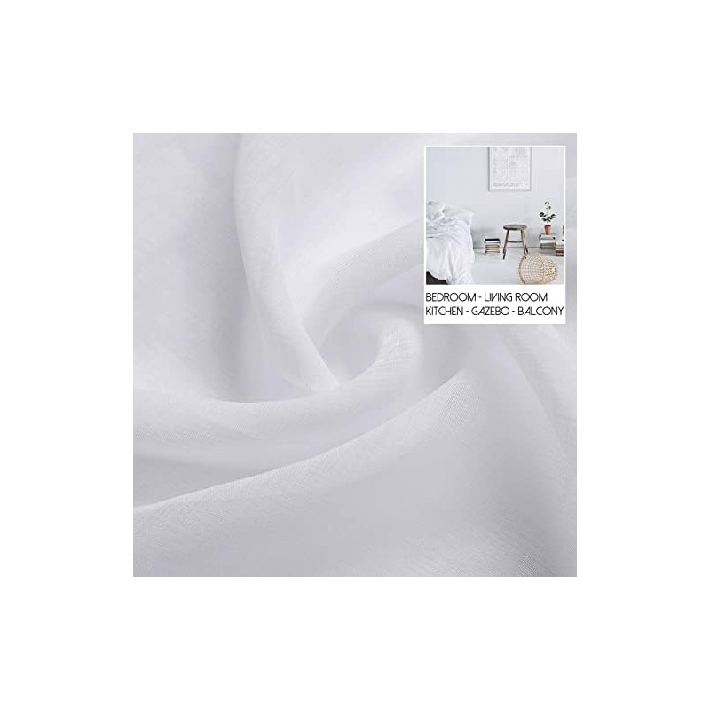 MRTREES Kitchen Net Curtains for Windows 45 Drop, White Sheer