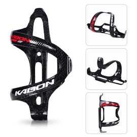 KABON Bike Water Bottle Holder, Lightweight 3K Carbon Fiber Bicycle Drink Water Bottle Cages for Road Bike MTB Cycling Accessories - Pack of 2 (Black Red)