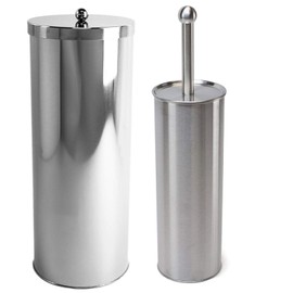 Stainless Steel Toilet Paper Canister and Toilet Brush Case Set (Set of 4)
