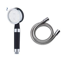 Housler® Gloss Black Metal Constructed Pressure increasing Shower Head and 1.5Meter 12mm Large Bore Shower Hose