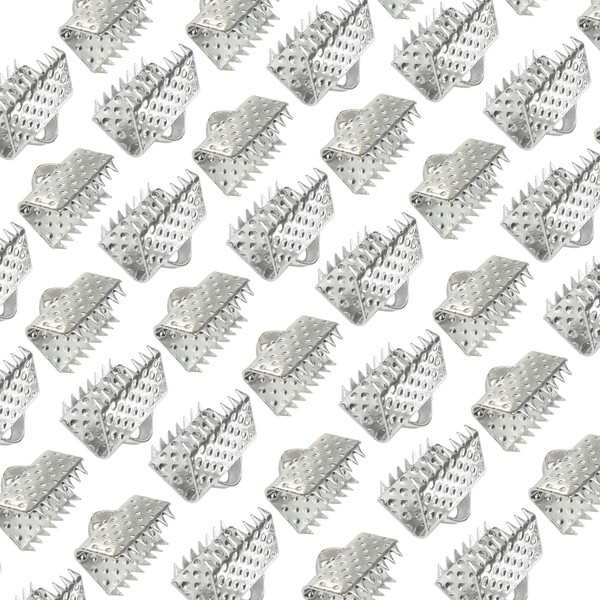 TOAOB 100 Pieces Silver Tone Pinch Crimp Ends Cord Ends