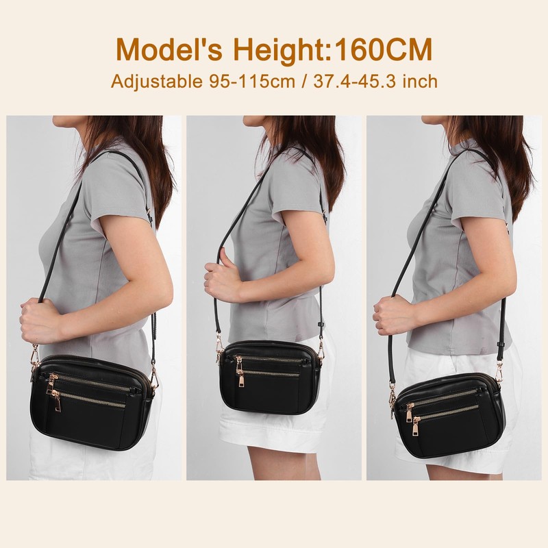 sourcing map Genuine Leather Bag Strap Replacement Adjustable Crossbody Bag