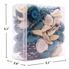 DomeStar Sea Shell Potpourri Bag, Ocean Breeze Scented Dried Flower Potpourri Bowl Filler, Turquoise Vase Filler, Home Fragrance Sachet Petal, Seashell Beach Coastal Bathroom Decor