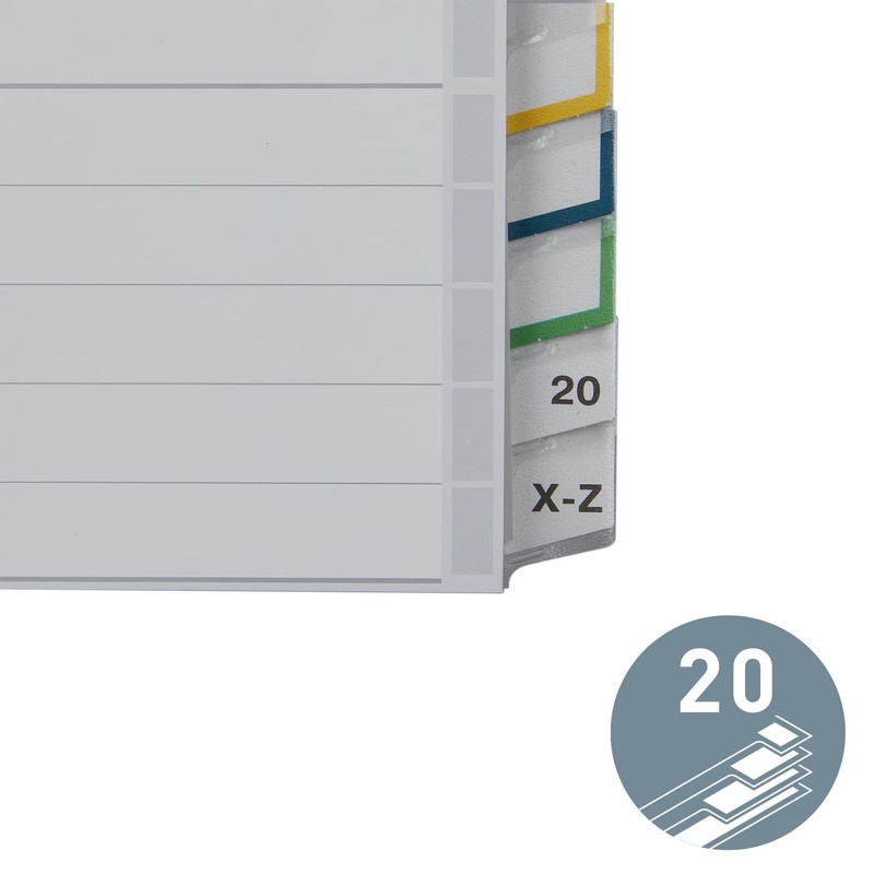 Leitz 12780000 Plastic Index Blank A4 Polypropylene - Grey, 20