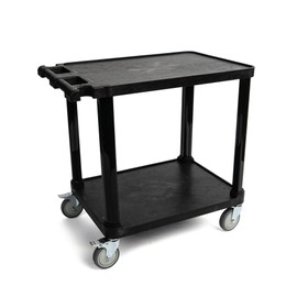 Pearington 3-Tier Compact Multi-Purpose Plastic Utility Cart with Lockable Wheels up to 300LBS, Black