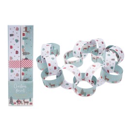 CGB Giftware | Christmas Decoration Pack of 100 Wrapped Presents Themed Design with Gold Detailing | 5 Metre | Self Stick Retro Paper Chains Garland | Christmas Decoration | Home Activity | GB05488