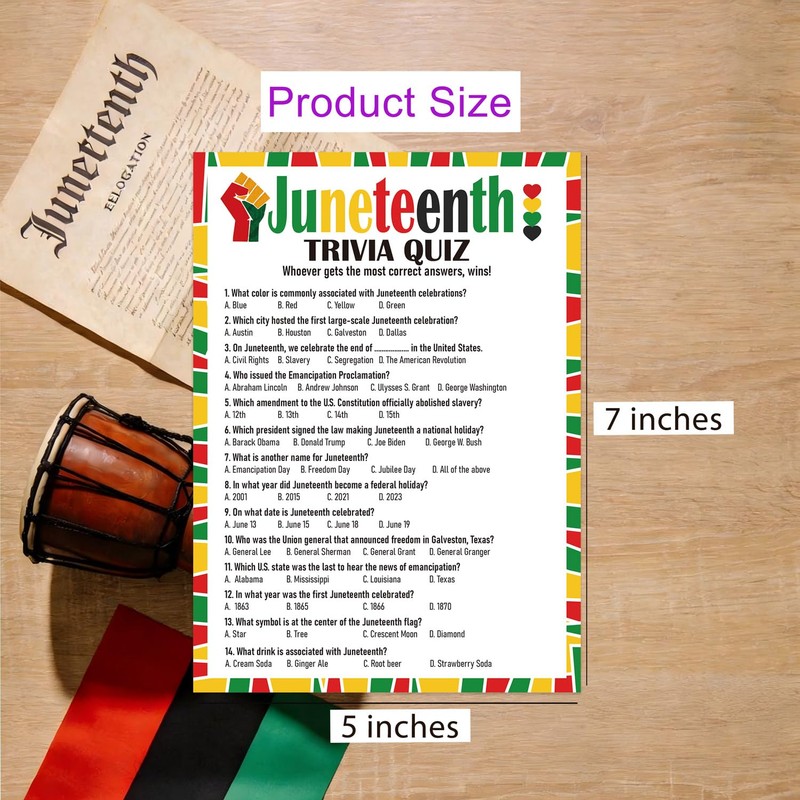 OXEDP Juneteenth Trivia Game Pack of 30, African American History