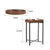 JYXIN 16.5in Round Rattan Side Table with Wooden Top，Small Round
