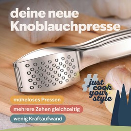 kjøk Premium Garlic Press - Zinc Alloy in Shiny Chrome - Professional Garlic Press Dishwasher Safe Practical & Stylish Knobi Press - Garlic Pro Press Easy to Clean - Mother's Day Gift