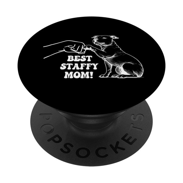 Beste Staffy Mama mit Staffy Faust Bump PopSockets mit austauschbarem