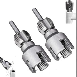 2PC Integrated Internal & External Pipe Threading Tool,2025 New Pipe Thread Cutting Tool,PVC Pipe Threader Electric Drill Compatible Plastic Pipes Threader Kit for 1/2" (DN15) 3/4" (DN20) Pipes Sizes