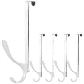 SKOLOO Door Hooks for Hanging, Pack of 5, Metal Door Hooks, Door Hooks, Interior Coat Hooks, Door for Towel Racks, Coats, White