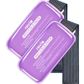 REVIX Large Ice Packs for Injuries, 2 Packs Hot & Cold Gel Ice Packs with PVC Cooling Design & Adjustable Strap, Flexible Therapy on Joints, Muscles, Shoulder, Back and Knee (12" x 6" Purple)