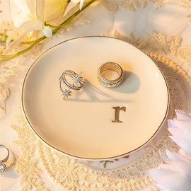 Soporte de anillo de cerámica para joyas, bandeja de joyería, plato de anillo, decoración estética de la habitación, regalos de compromiso, regalos de