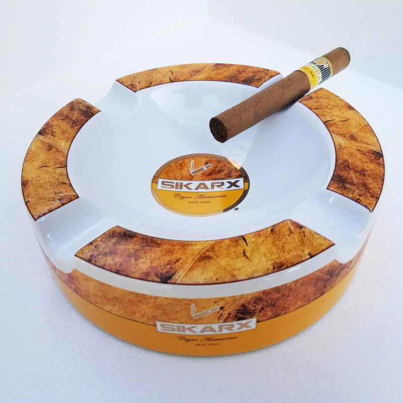 Sikarx Cigars Leaf Large Ceramic Ashtray for Patio / Outdoor