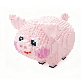 FUYOUSHUN Animal Pig Micro Building Blocks Set（2774PCS），Teddy Building Blocks Pink Pig，Gift for Adults and Kids