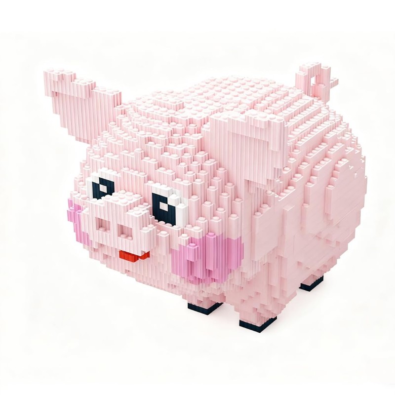 FUYOUSHUN Animal Pig Micro Building Blocks Set（2774PCS），Teddy Building Blocks Pink