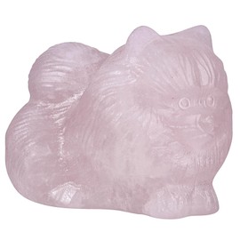 KYEYGWO Rose Quartz Crystal Cat Figurine for Cat Lovers, Kitten Stone Small Animal Statue Figures for Desk Home Decor Indoor