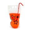 Fun Express Patriotic Party Collapsible Plastic Drink Pouches with Straws,