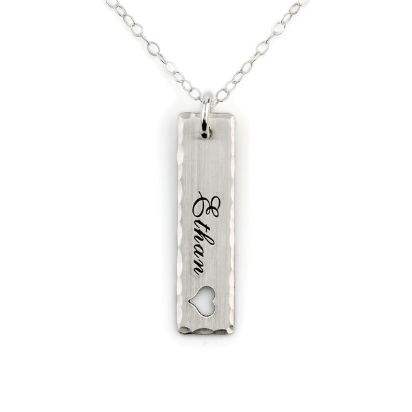 AJ's Collection Open Heart Sterling Silver Name Necklace. Customize with