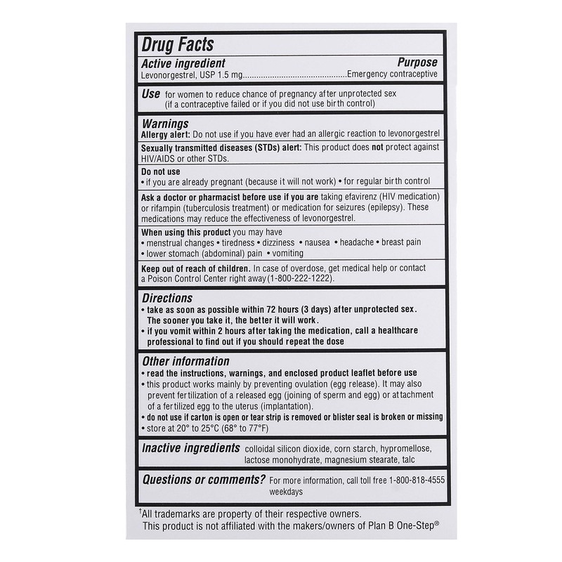 My Choice Emergency Contraceptive 1 Tablet