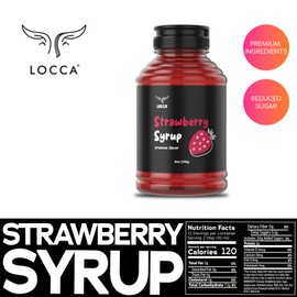 Locca Strawberry Syrup 12oz - Premium Boba Syrup, Coffee Flavoring Syrup Boba Tea Syrup Cocktail Strawberry Flavoring, Real Fruit Infused Shaved Ice Coffee Flavor Syrup for Strawberry Drinks