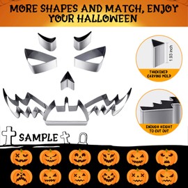 Fundaful Halloween Pumpkin Carving Kit, NEW 21 PCS Safe and Easy Pumpkin Carving Tools with Stainless Steel Stencils Set for Halloween Decoration Jack-O-Lanterns for Kids Adults