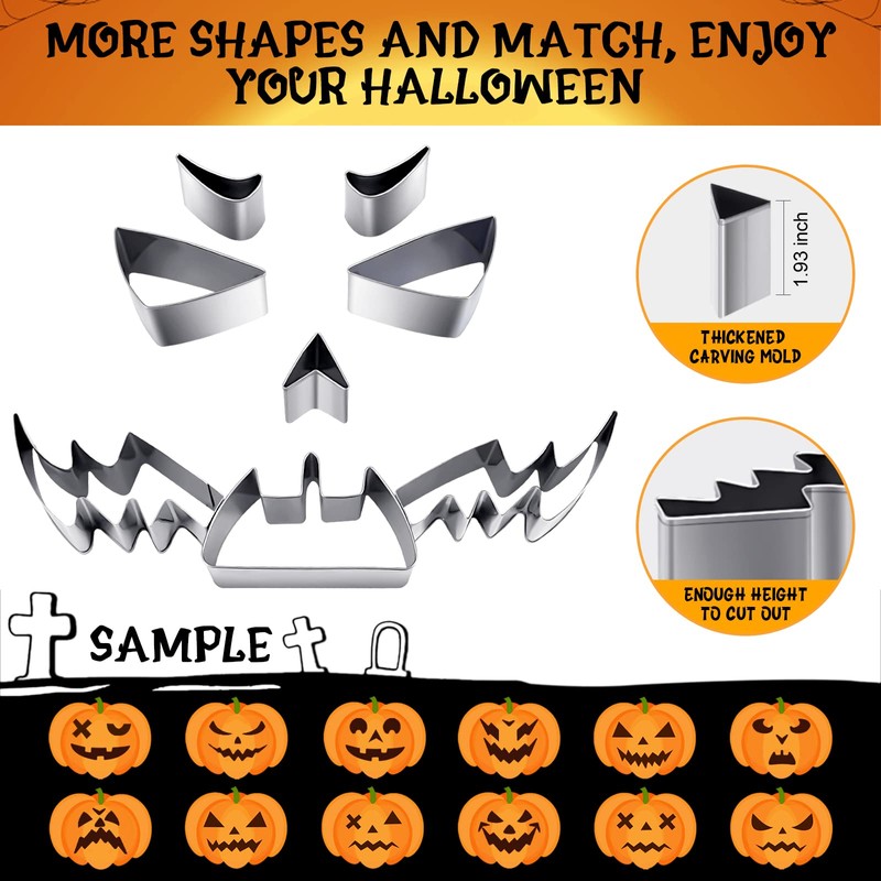 Fundaful Halloween Pumpkin Carving Kit, NEW 21 PCS Safe and