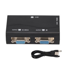 VGA Splitter 1 in 2 Out 250MHz USB Powered 1920x1440 1080P Video Splitter for Screen Duplication