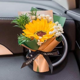Car Air Vent Dried Flowers Bouquet, Vent Clips for All Surfaces Mini Bouquet Dried Flower for Household Decoration Vent Clip Air Freshener Auto Interior Accessories