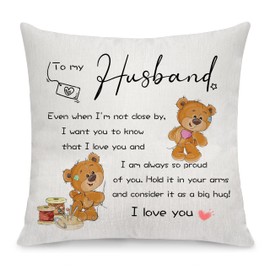 Husband Gift from Wife Wedding Day Gift for Men Husband Lover Throw Pillow Cover Valentine's Day Gift Thanks Appreciation Gift for Husband Birthday (Husband)