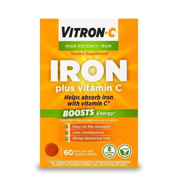 Vitron-C High Potency Iron Supplement with 125 mg Vitamin C, 60 Count