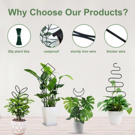 Xeeol Larger 23inch Plant Trellis for Climbing Plants Indoor, Trellis for Potted Plants with Ties, Metal Climbing Plant Support for Houseplant Flower Pothos, 4 Different Panels, Black