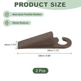 uxcell 2 Pcs Door Stoppers for Bottom of Door, 28mm/1.10 Inch Door Stops, Rubber Door Stopper Wedge Anti Slip, Window Stopper Door Stackable, Chocolate Brown