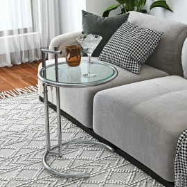Eileen Side Table End Table  Adjustable Height Silver