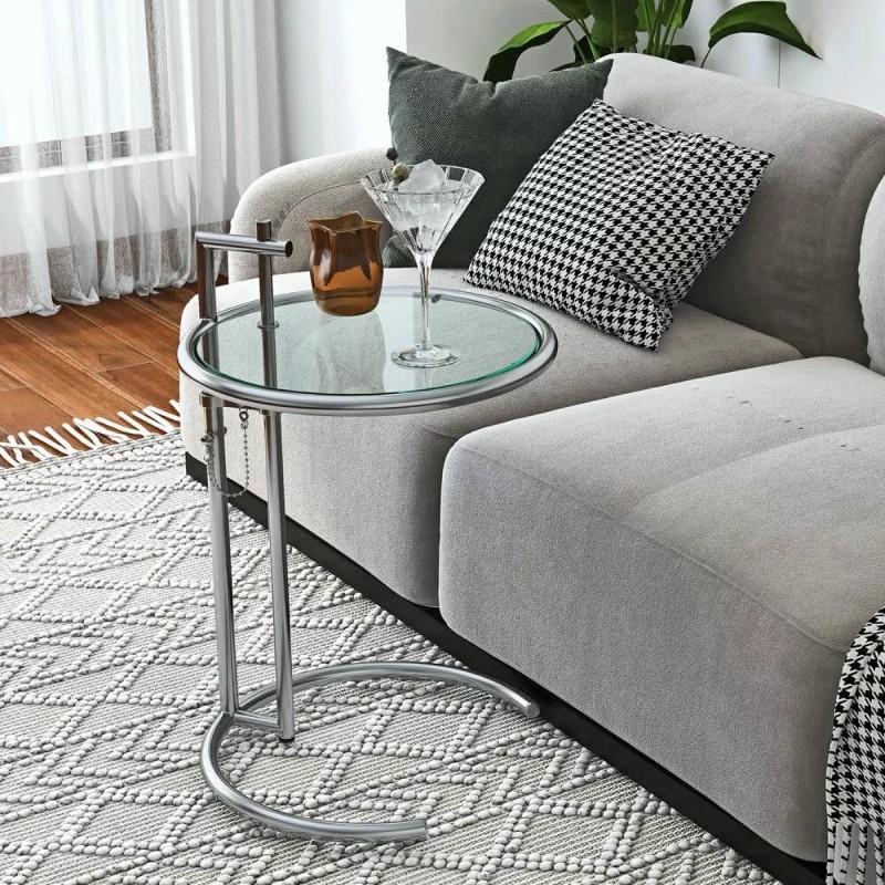 Eileen Side Table End Table Adjustable Height Silver