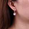 TseenYi Pink Crystal Square Drop Earrings Pink CZ Square Earrings