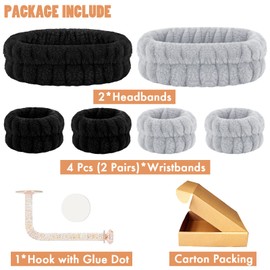 CERETIA Face Wash Headband and Wristband Set - Microfiber Wrist Towels with Holder for Face Washing and Spa, Absorbent Scrunchies