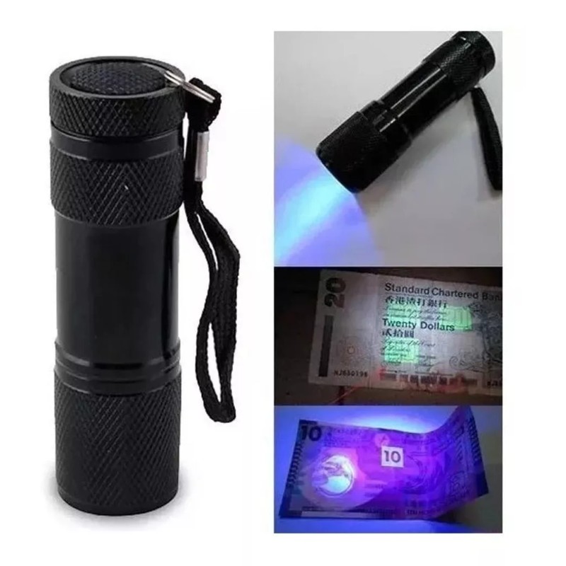 Veraly Linterna Uv Lampara Ultravioleta 9 Led Luz Negra Billetes