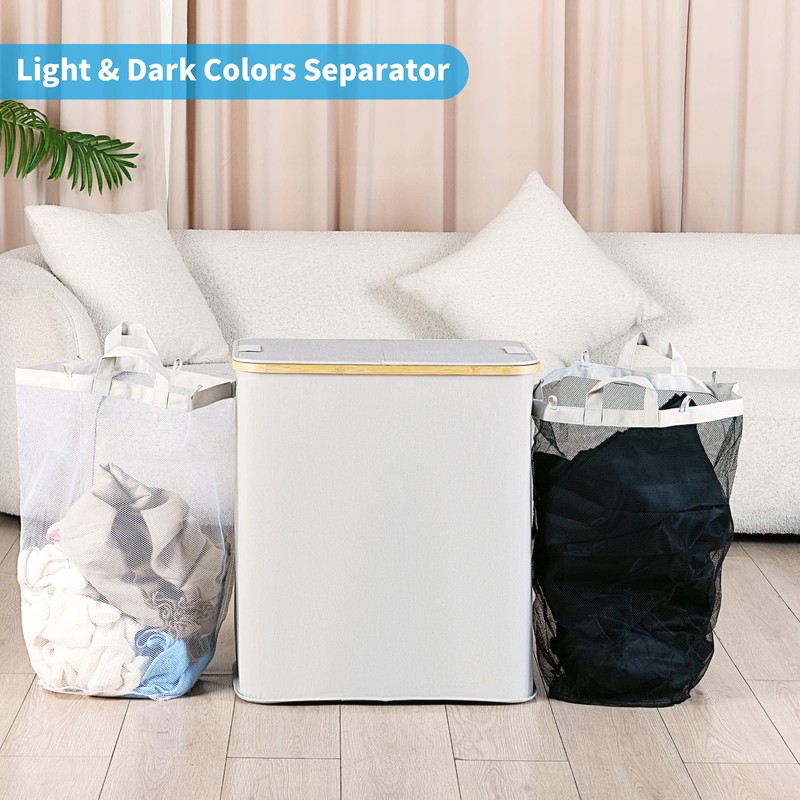 efluky Laundry Hamper with Lid, Double Laundry Hamper with 2