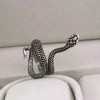 Dtup Elegante Anillo Serpiente Vivora Negra Plata
