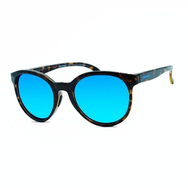 Pepper's Women's Floating Collection Polarized Round Sunglasses, Shiny Honey Tortoise/Blue