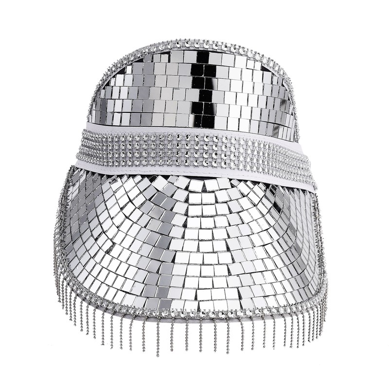 Glitter Mirror Sun Hat Silver For Summer Beach
